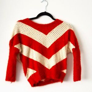 Groovy Orange/Red & White Stripped Sweater